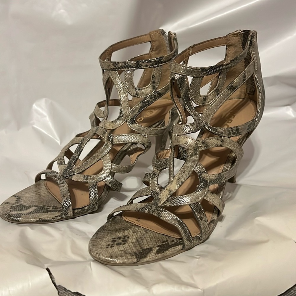 Strappy Python Print Gladiator Like Heels - image 1
